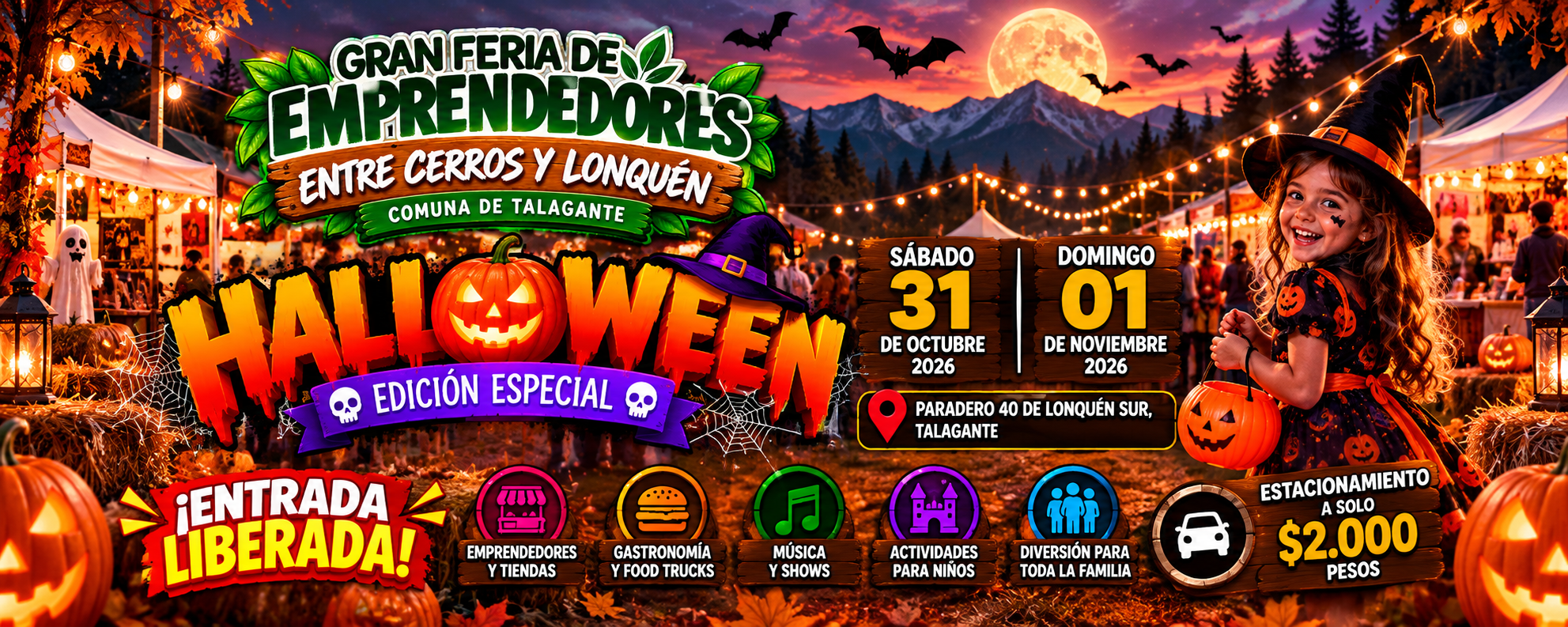 Feria Halloween Entre Cerros Lonquén, 31 de octubre y 1 de noviembre de 2026